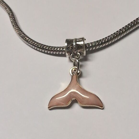 Pink Enamel Mermaid‎ Tail Dangle Charm for Pandora Style Bracelet - Picture 2 of 4